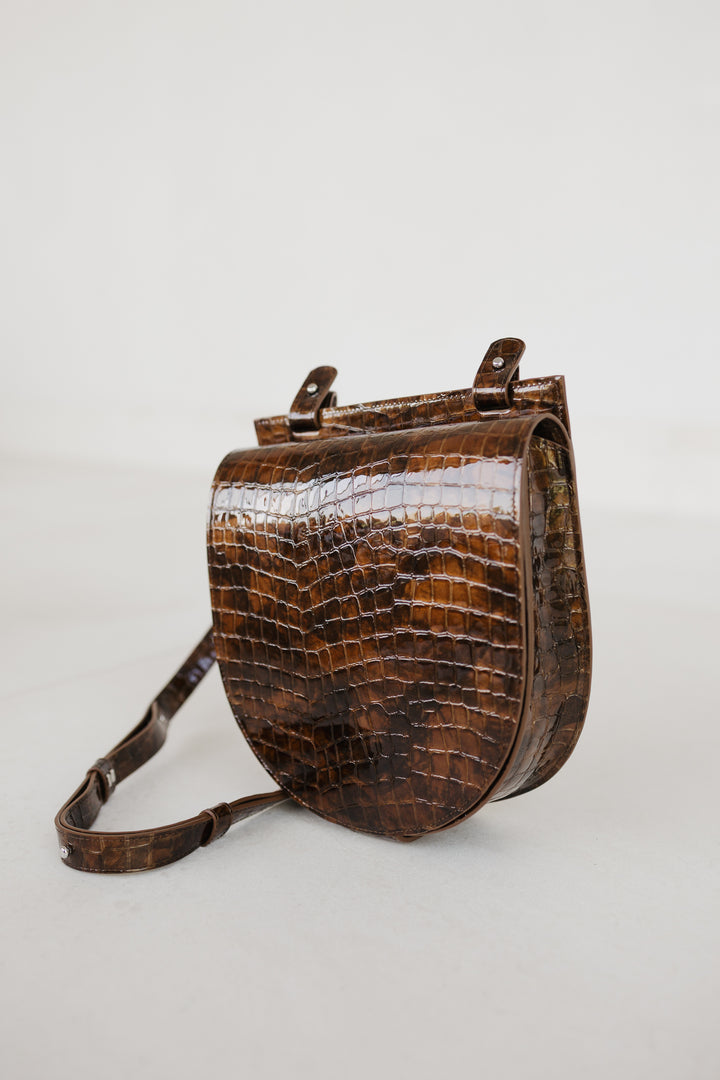 Single Saddle | Cognac Nacre Croco