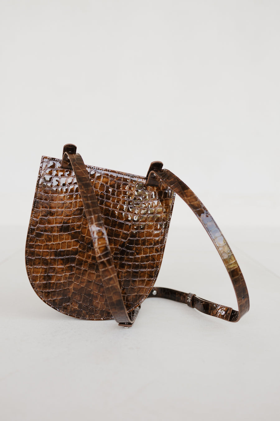 Single Saddle | Cognac Nacre Croco