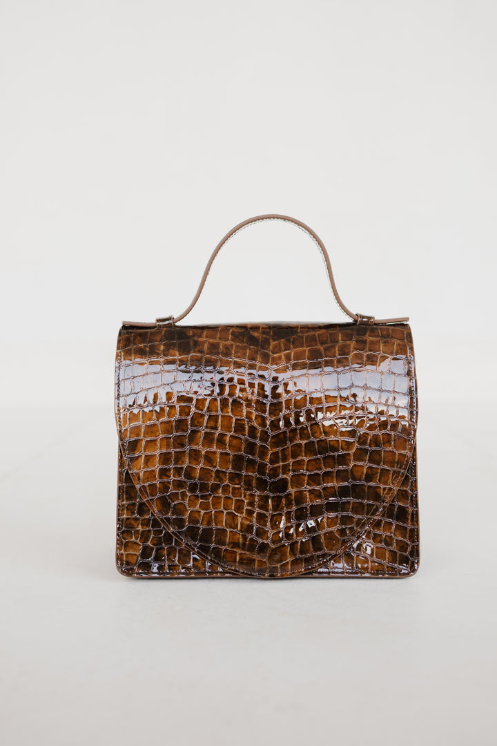 Mini Briefcase | Cognac Nacre Croco