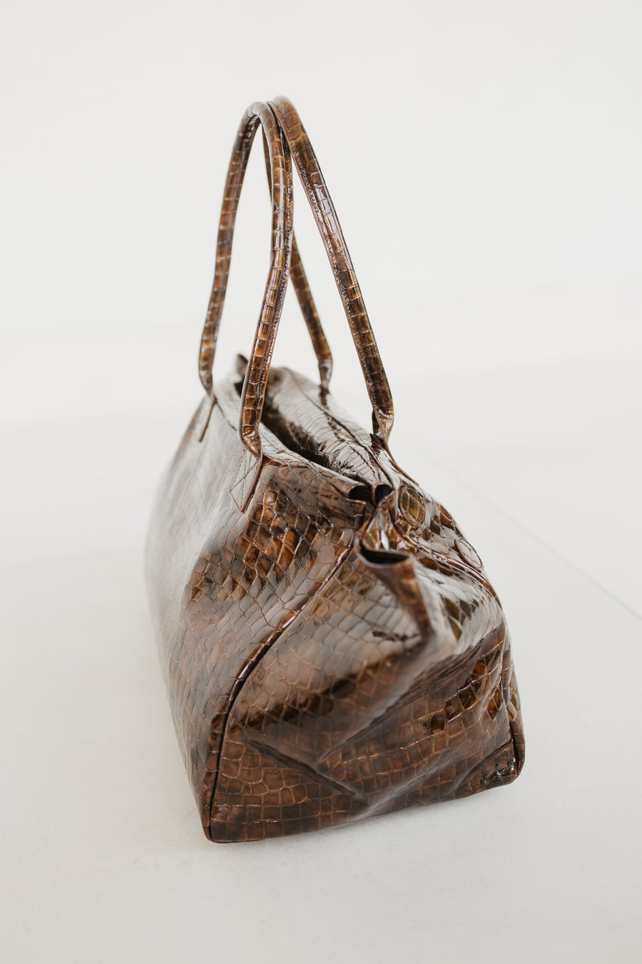 Grocery Bag | Cognac Nacre Croco