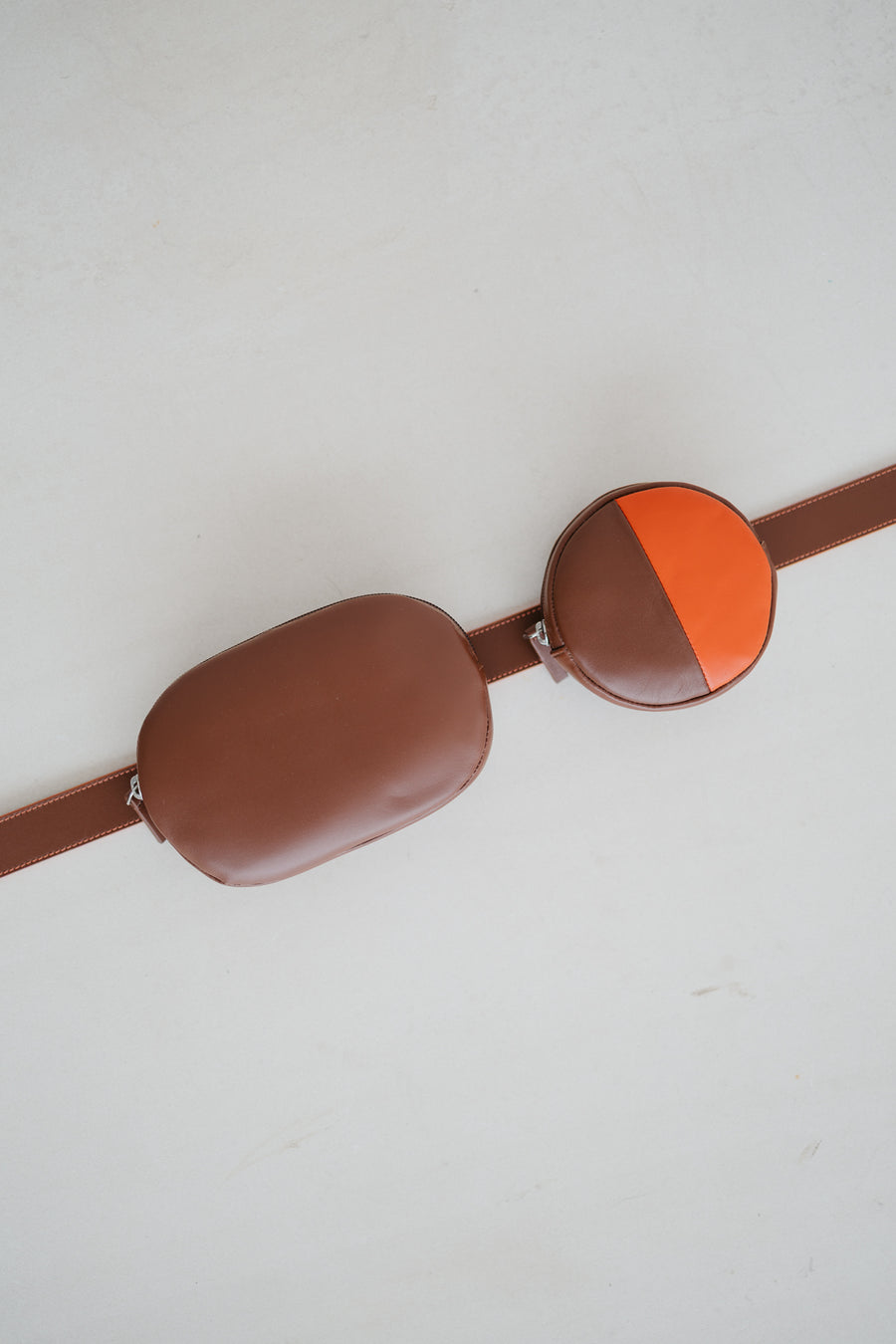 Belt Bag: Belt XL + Oval Dark Cognac Pure + Pastille DEMI Naranja / Dark cognac