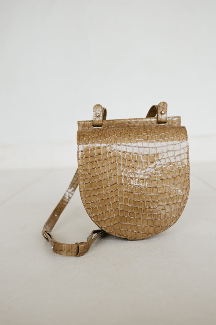 Single Saddle | Camel Nacre Croco