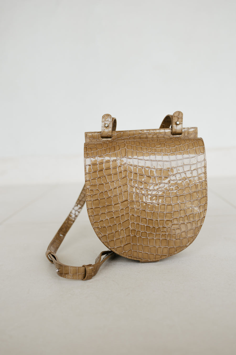 Single Saddle | Camel Nacre Croco