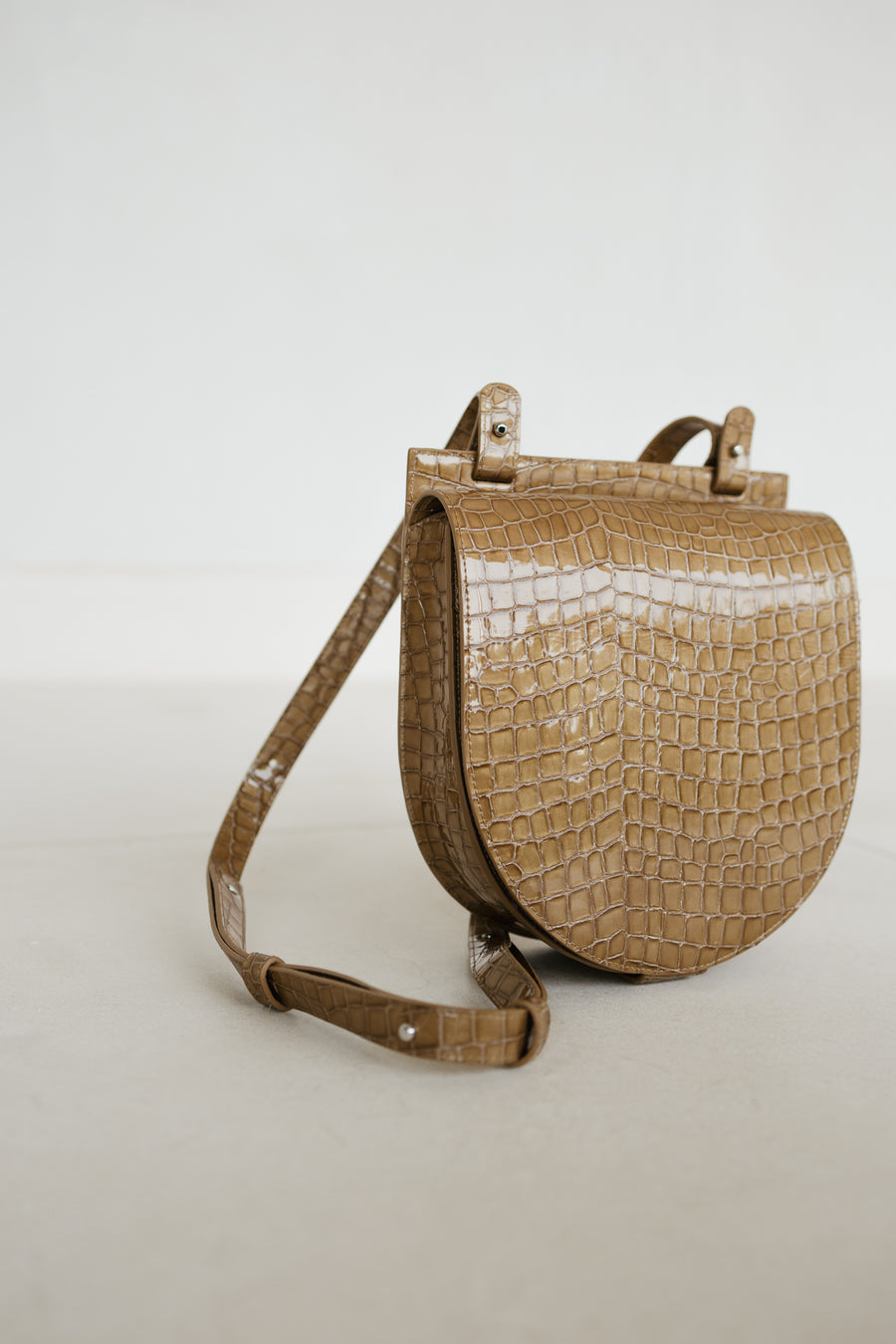 Single Saddle | Camel Nacre Croco