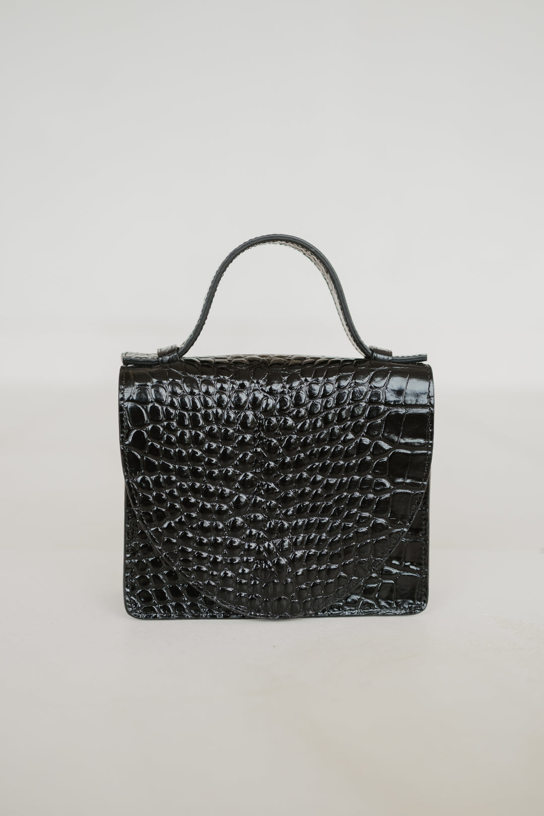 Micro Briefcase | Black Croco Glans