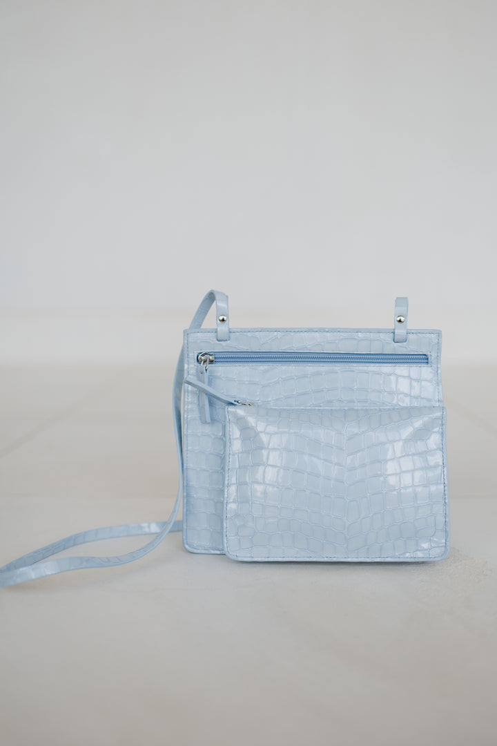 Double Pouch | Ice Blue Nacre Croco