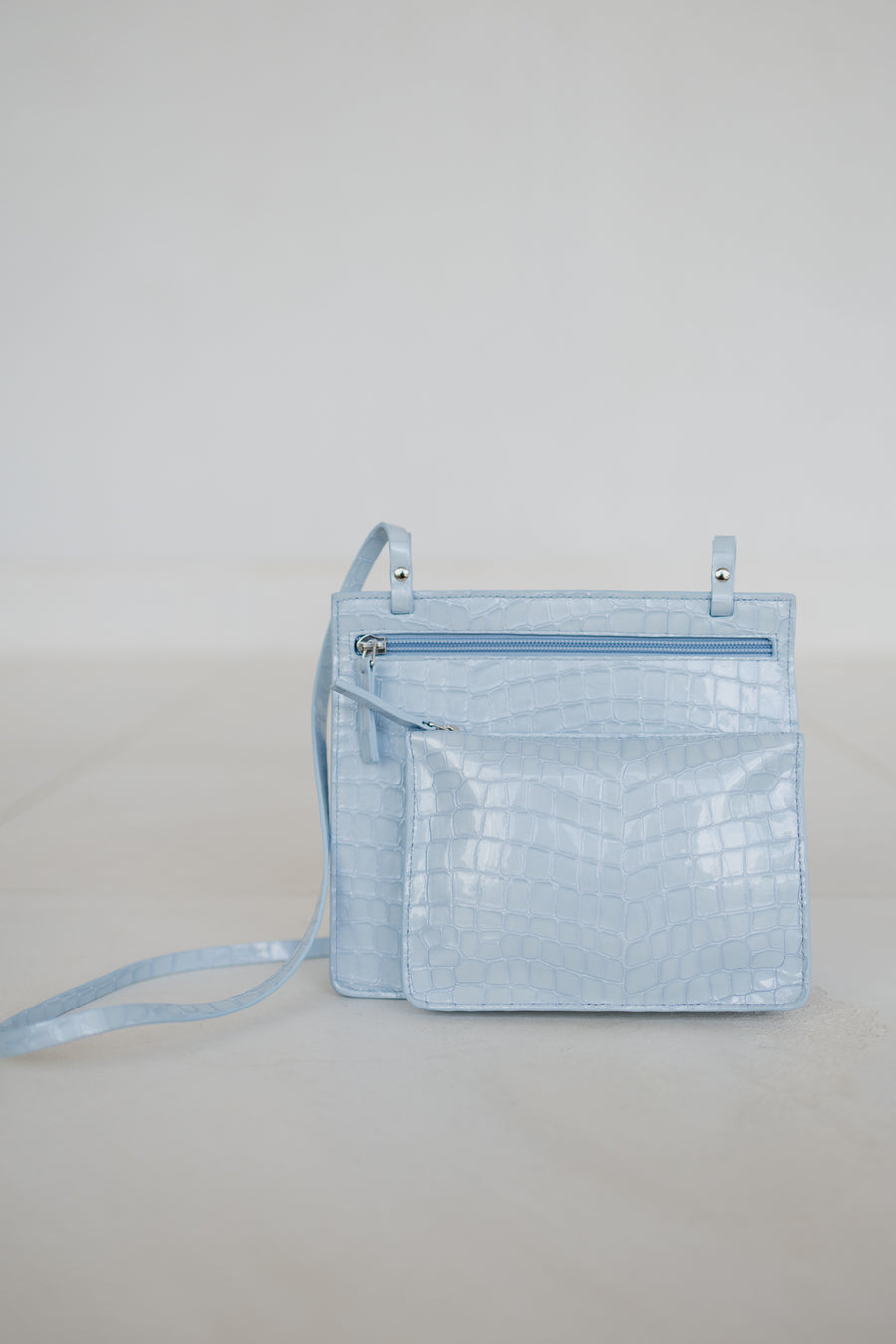 Double Pouch | Ice Blue Nacre Croco