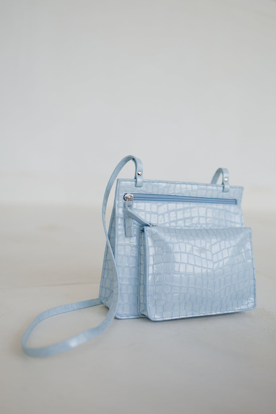 Double Pouch | Ice Blue Nacre Croco