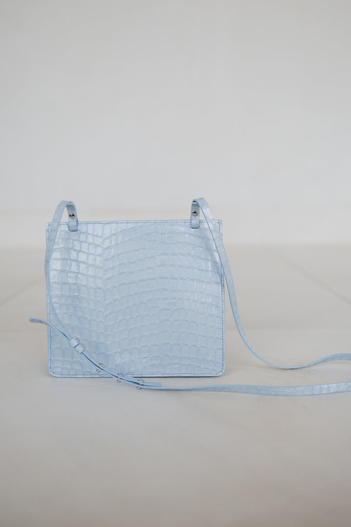 Double Pouch | Ice Blue Nacre Croco