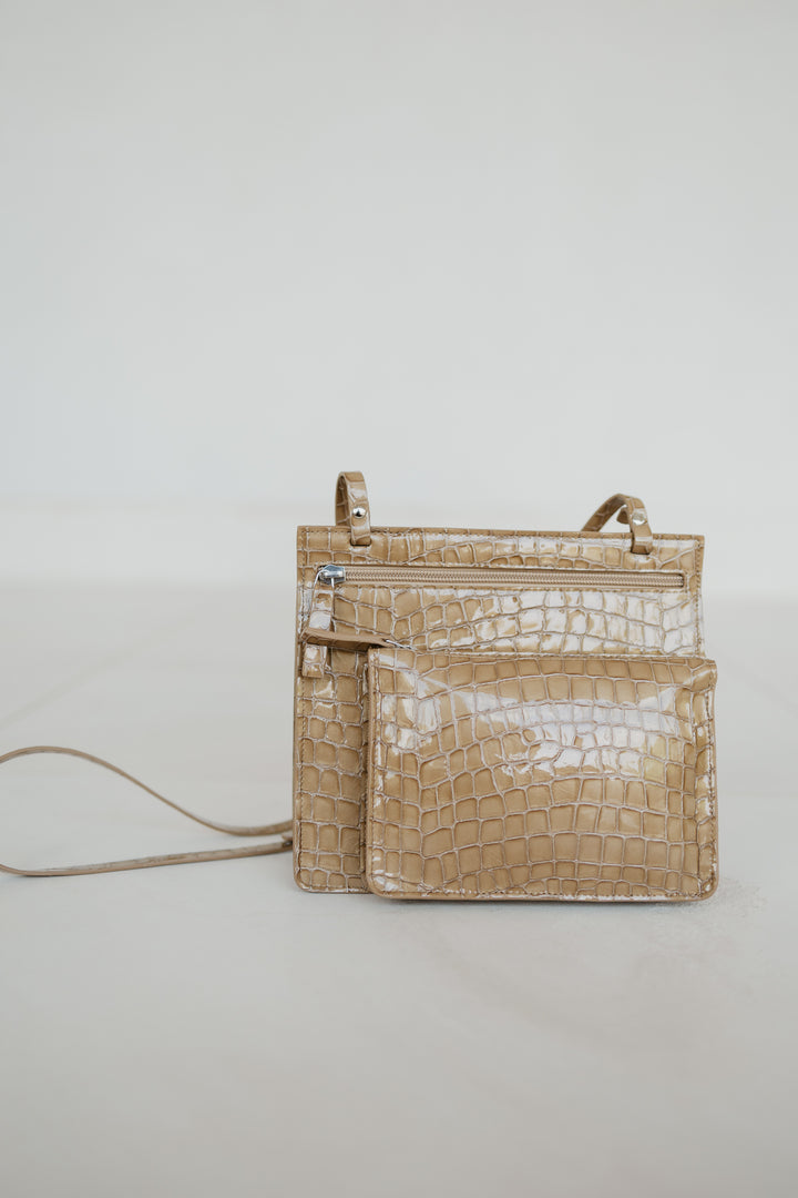 Double Pouch | Camel Nacre Croco
