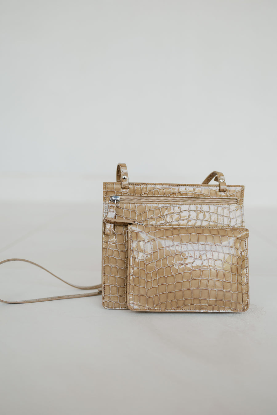 Double Pouch | Camel Nacre Croco