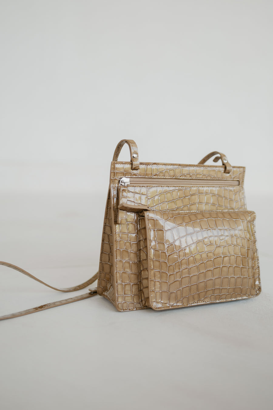 Double Pouch | Camel Nacre Croco