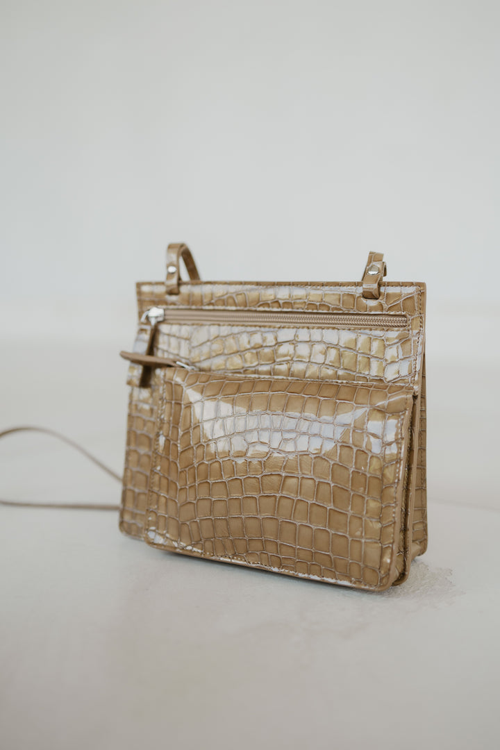 Double Pouch | Camel Nacre Croco