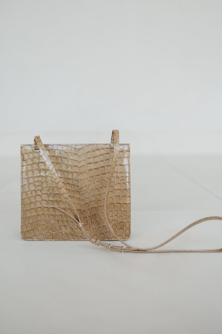 Double Pouch | Camel Nacre Croco