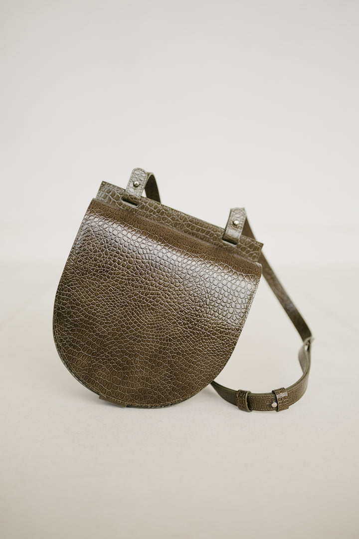 Single Saddle | Khaki Little Croco