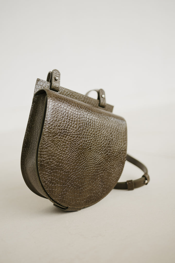 Single Saddle | Khaki Little Croco