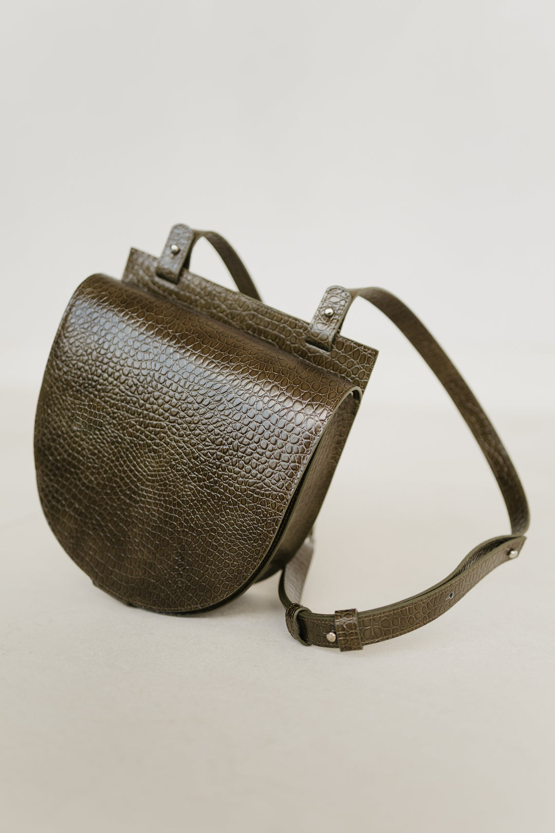 Single Saddle | Khaki Little Croco