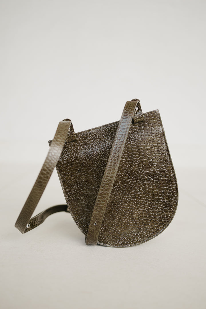 Single Saddle | Khaki Little Croco