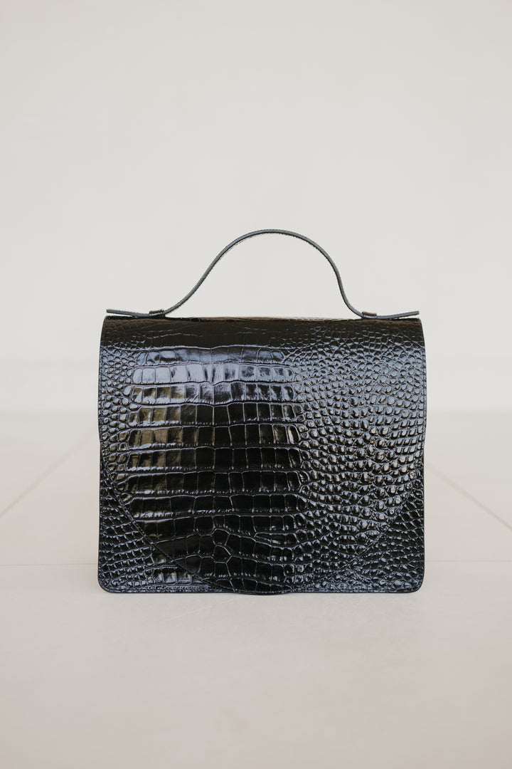 Midi Briefcase 2.0 | New Black Croco Glans