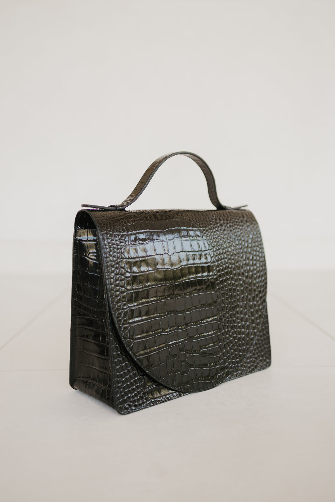 Midi Briefcase 2.0 | New Black Croco Glans