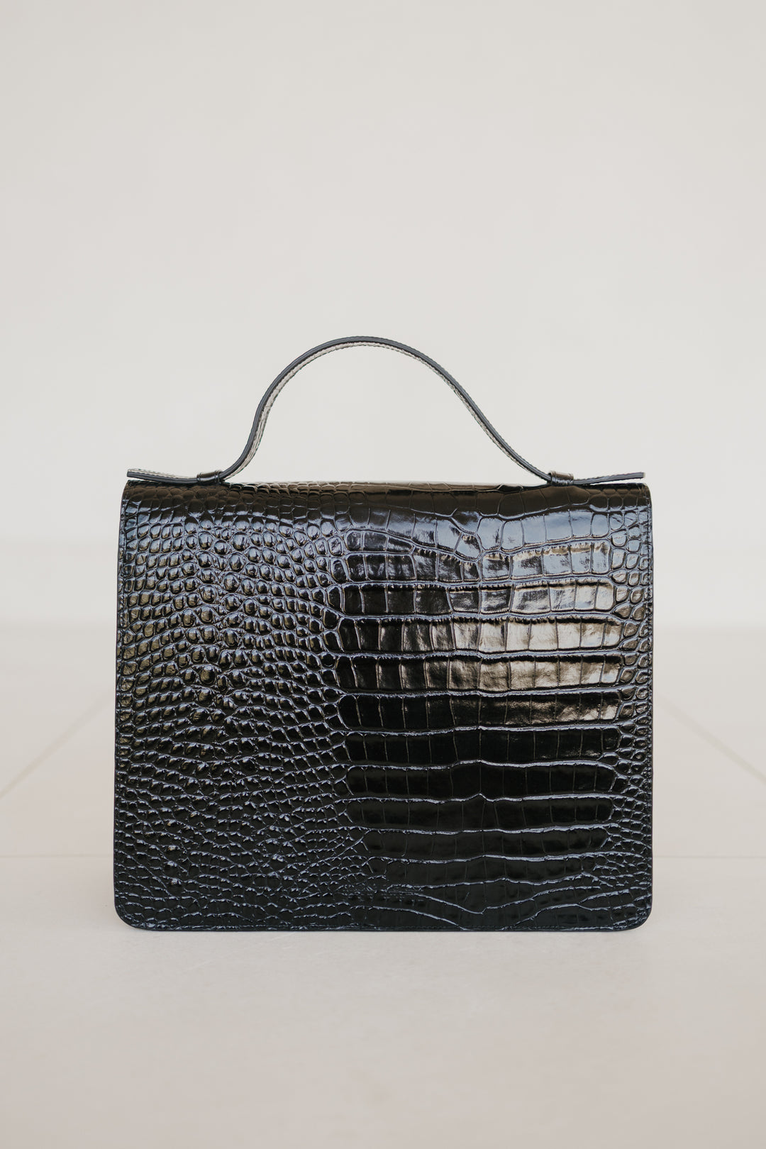 Midi Briefcase 2.0 | New Black Croco Glans