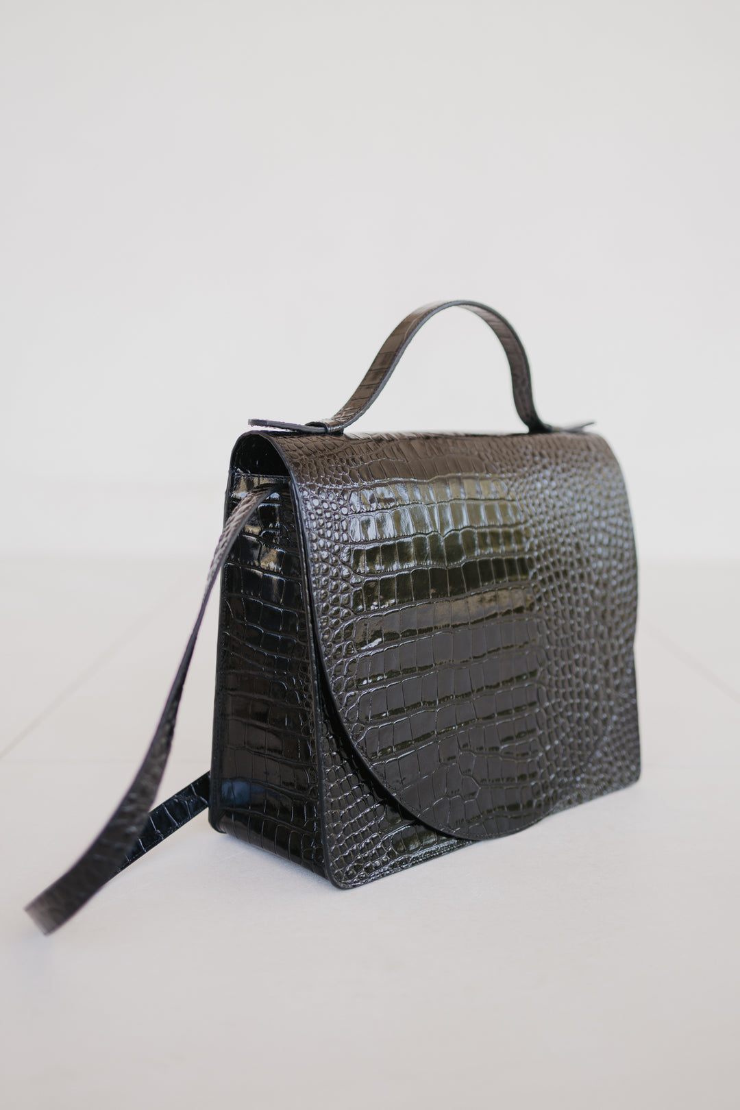Midi Briefcase 2.0 | New Black Croco Glans