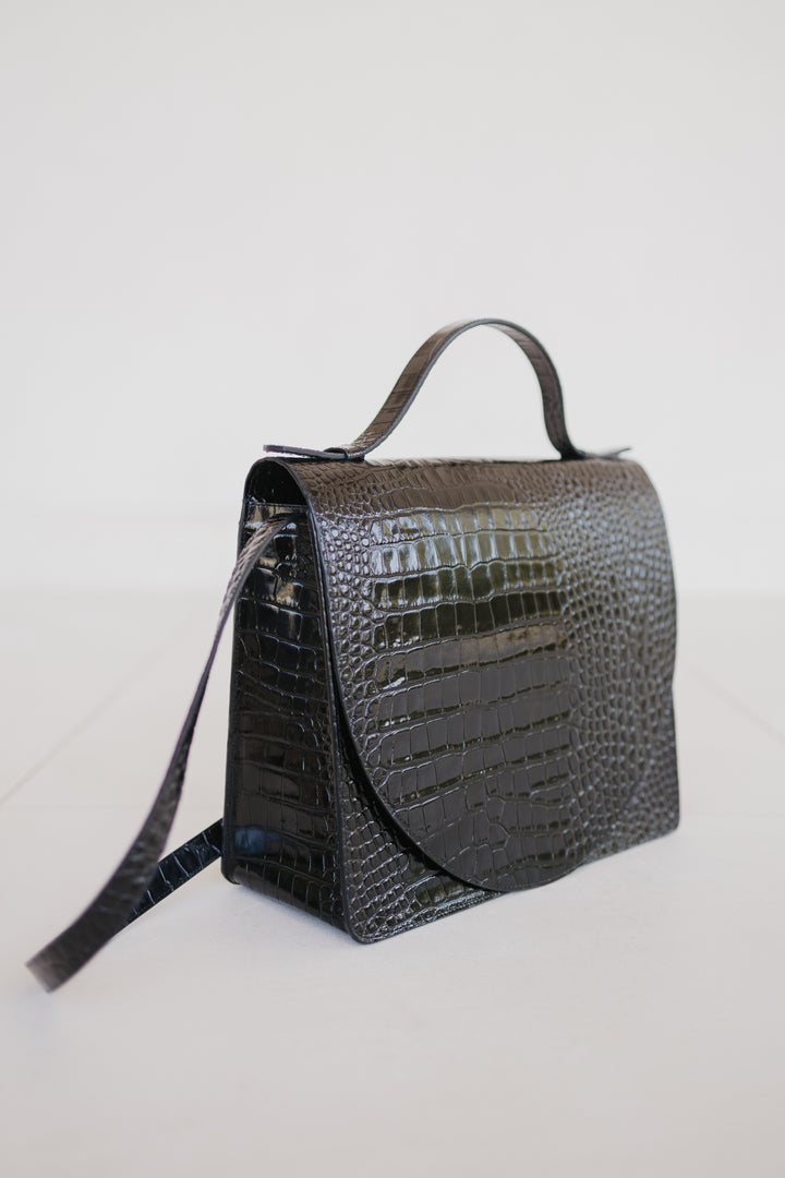 Midi Briefcase 2.0 | New Black Croco Glans