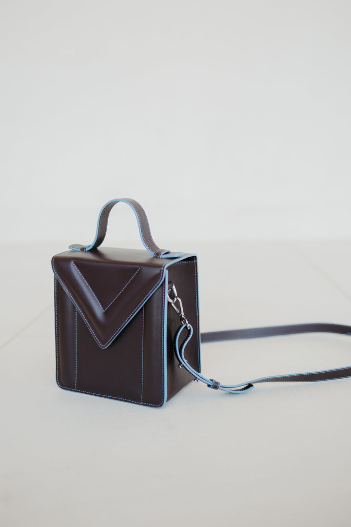 Boxbag | Stitched Burgundy / Bleu Ciel