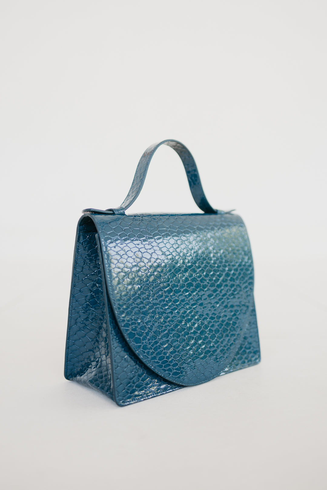 Mini Briefcase | Petrol Nacre Snake