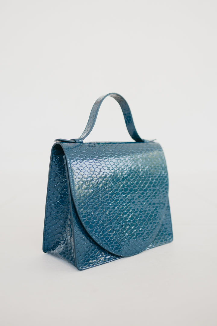 Mini Briefcase | Petrol Nacre Snake