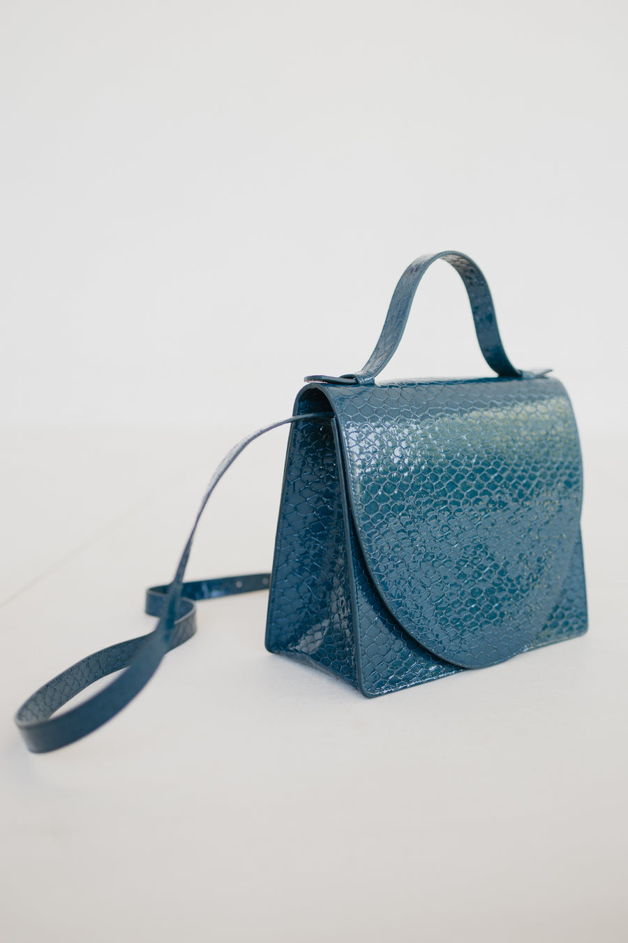 Mini Briefcase | Petrol Nacre Snake