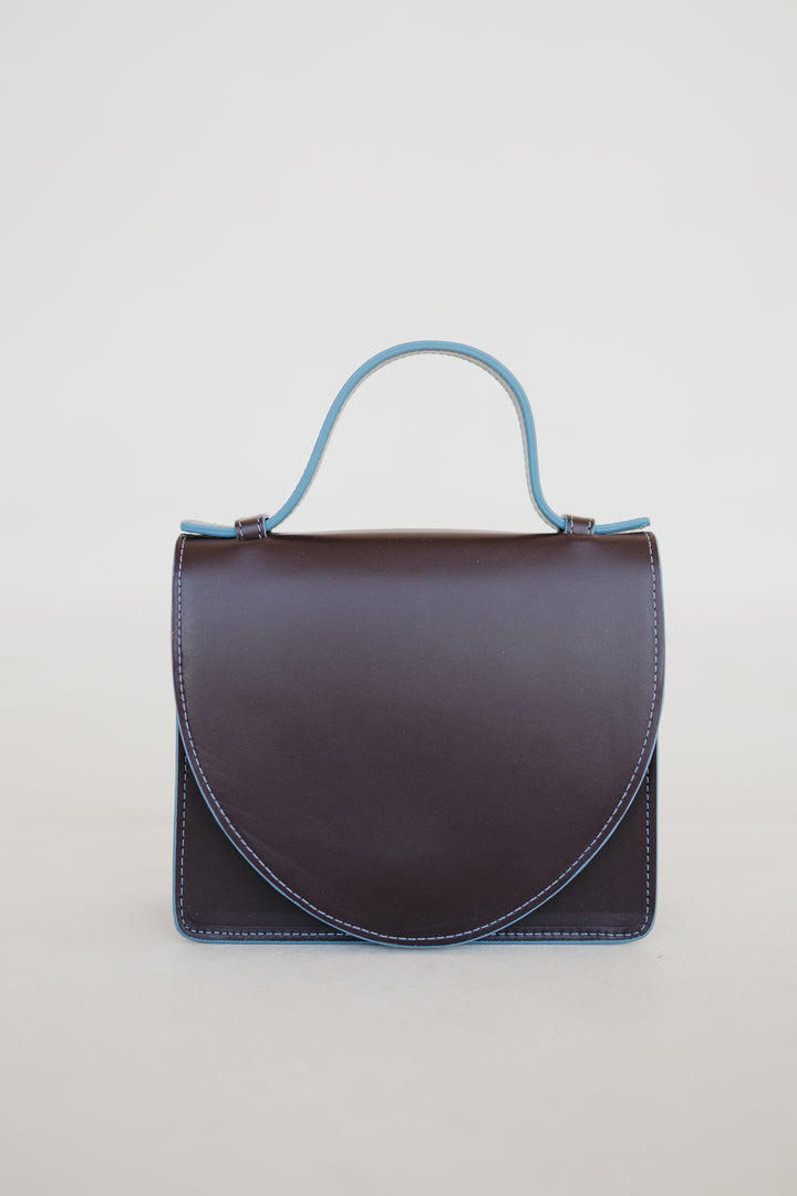 Micro Briefcase | Stitched Burgundy / Bleu Ciel