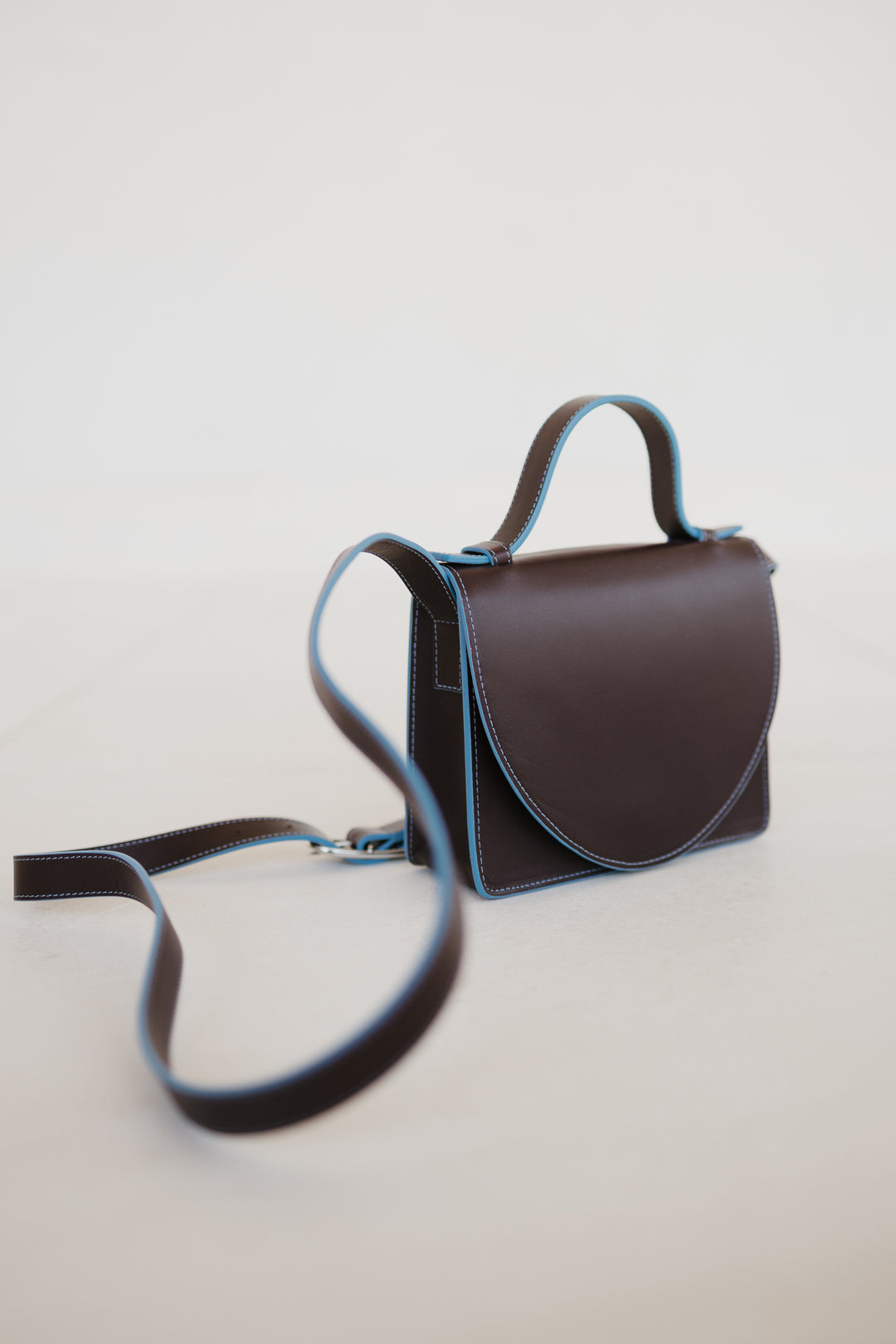 Micro Briefcase | Stitched Burgundy / Bleu Ciel
