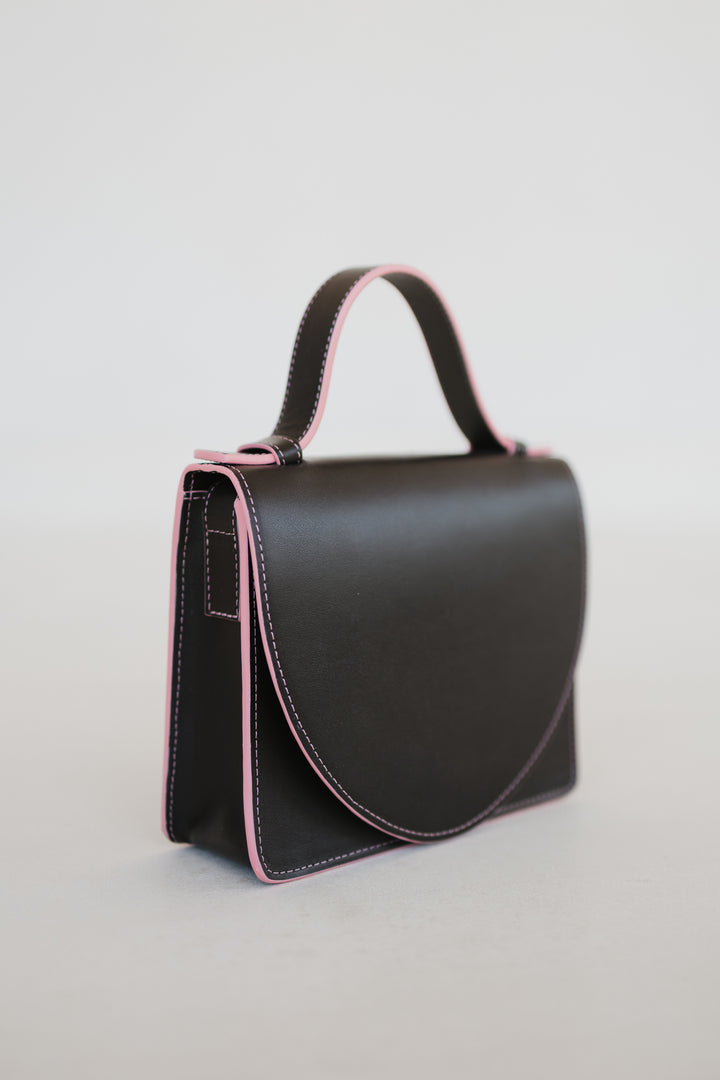 Micro Briefcase | Stitched Ebony / Bubblegum