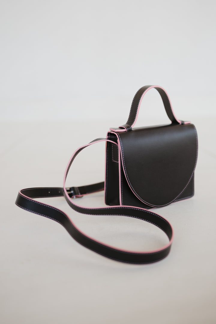 Micro Briefcase | Stitched Ebony / Bubblegum