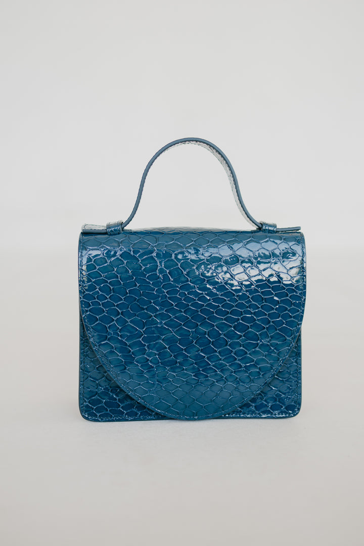 Micro Briefcase | Petrol Nacre Snake