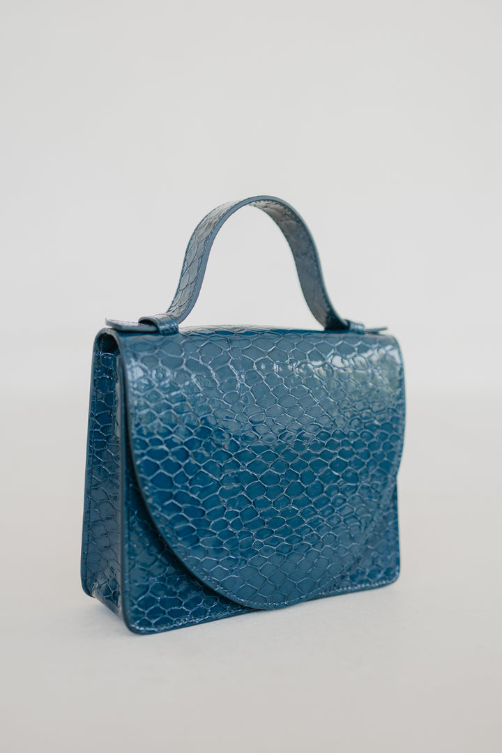 Micro Briefcase | Petrol Nacre Snake
