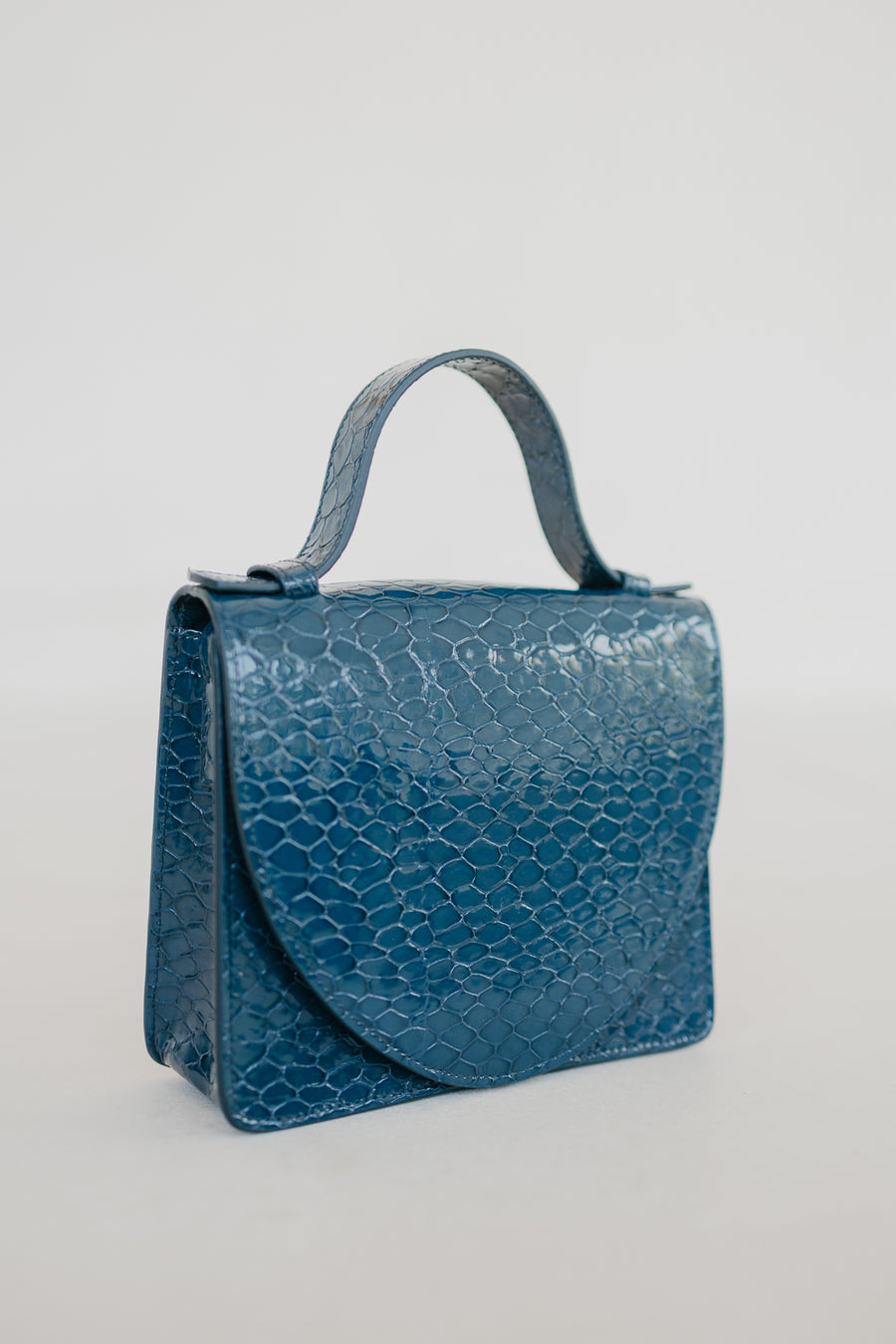 Micro Briefcase | Petrol Nacre Snake