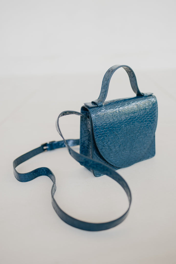 Micro Briefcase | Petrol Nacre Snake