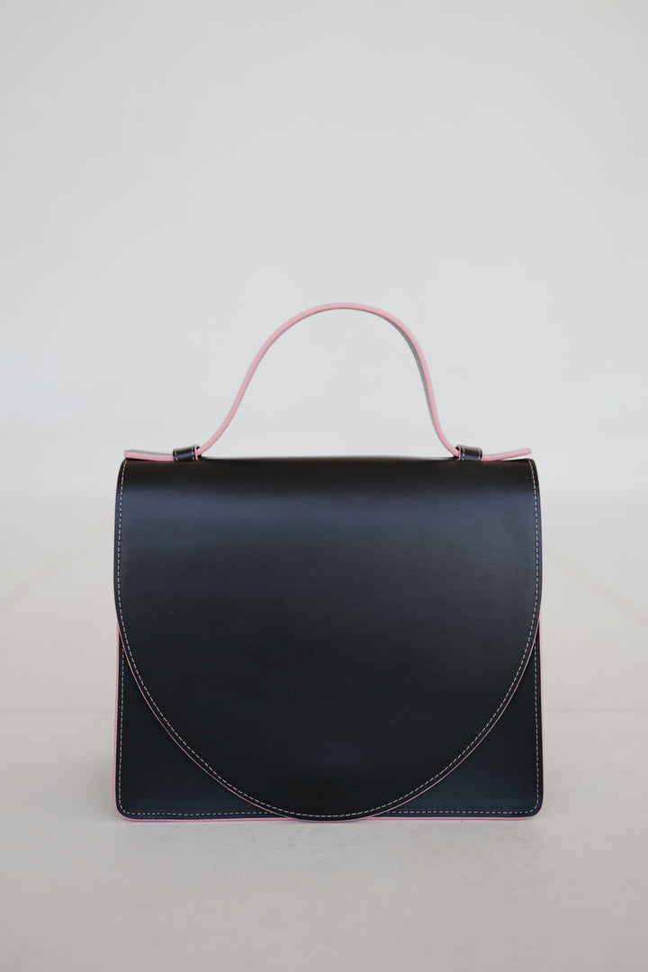 Mini Briefcase | Stitched Ebony / Bubblegum
