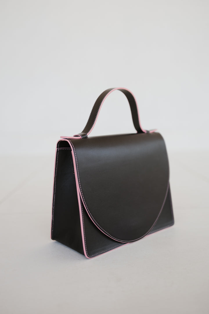 Mini Briefcase | Stitched Ebony / Bubblegum