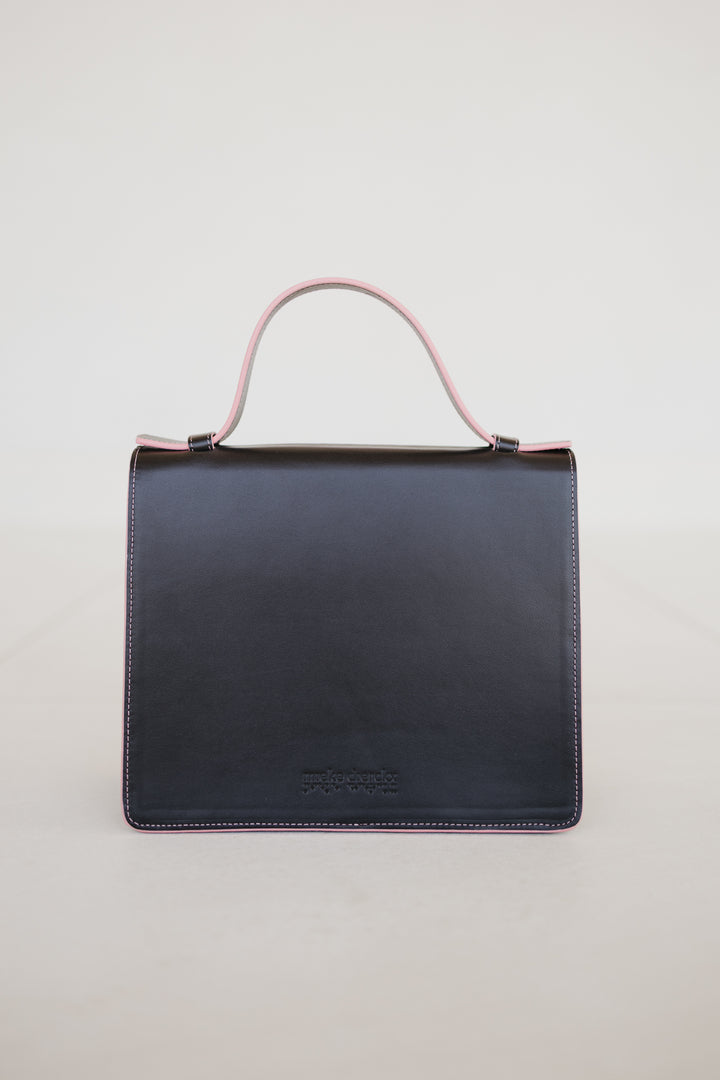 Mini Briefcase | Stitched Ebony / Bubblegum