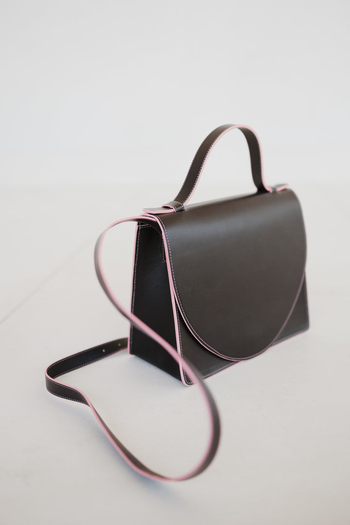 Mini Briefcase | Stitched Ebony / Bubblegum
