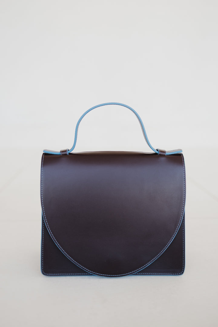 Mini Briefcase | Stitched Burgundy / Bleu Ciel