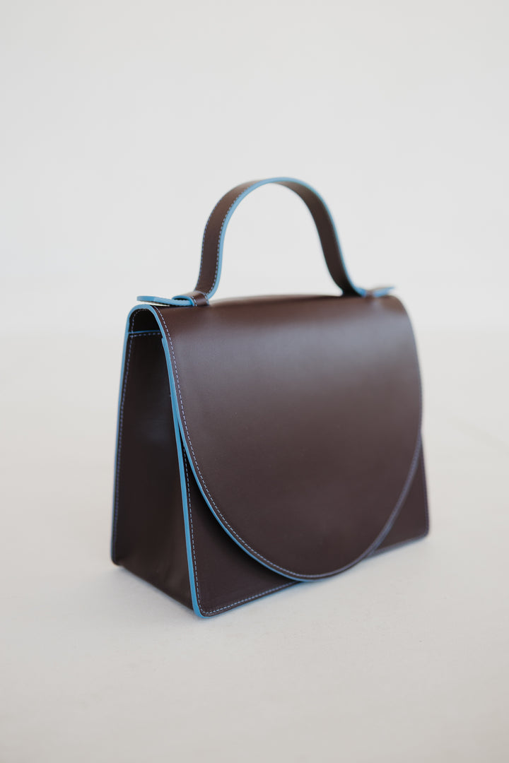 Mini Briefcase | Stitched Burgundy / Bleu Ciel