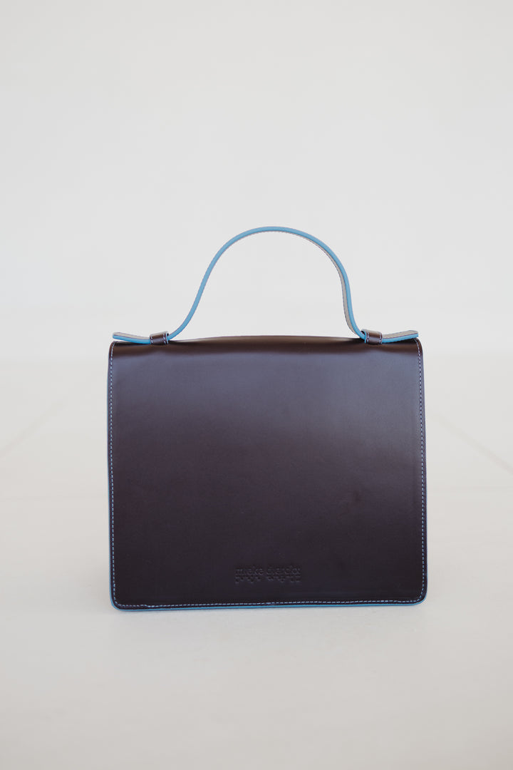 Mini Briefcase | Stitched Burgundy / Bleu Ciel