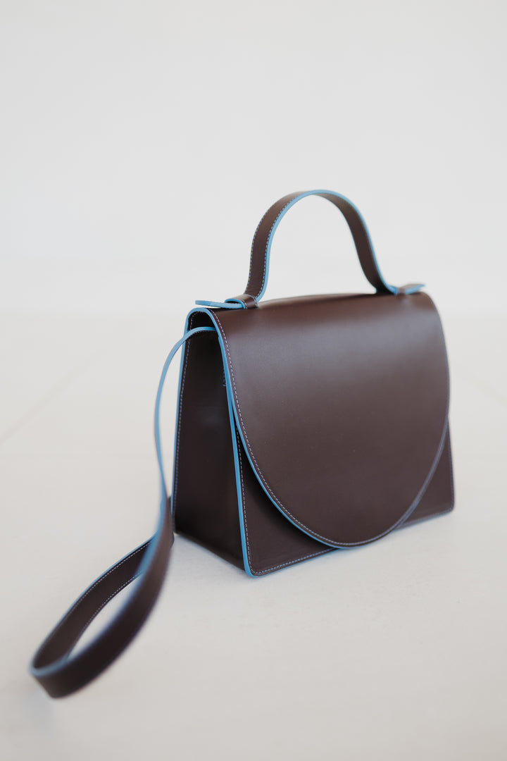 Mini Briefcase | Stitched Burgundy / Bleu Ciel