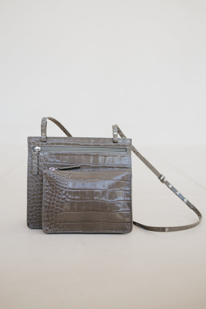 Double Pouch | New Taupe Croco