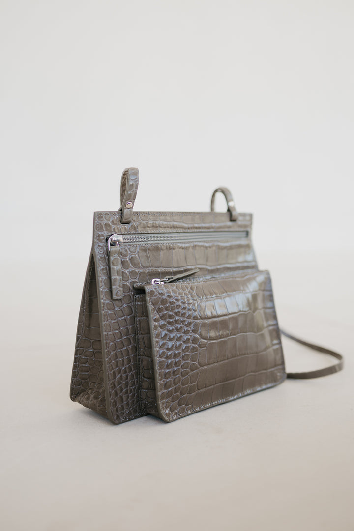 Double Pouch | New Taupe Croco