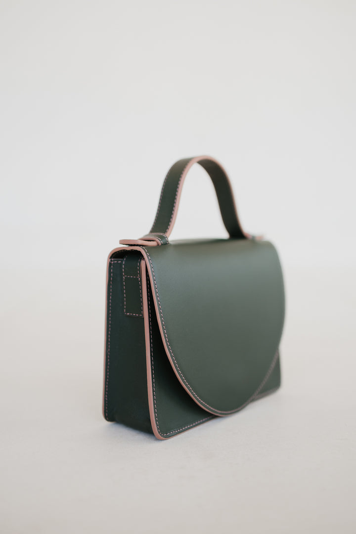 Micro Briefcase | Stitched Forest/Rose